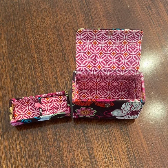 Vera Bradley Brown Pink Floral Travel Jewelry Box Case - Picture 7 of 7